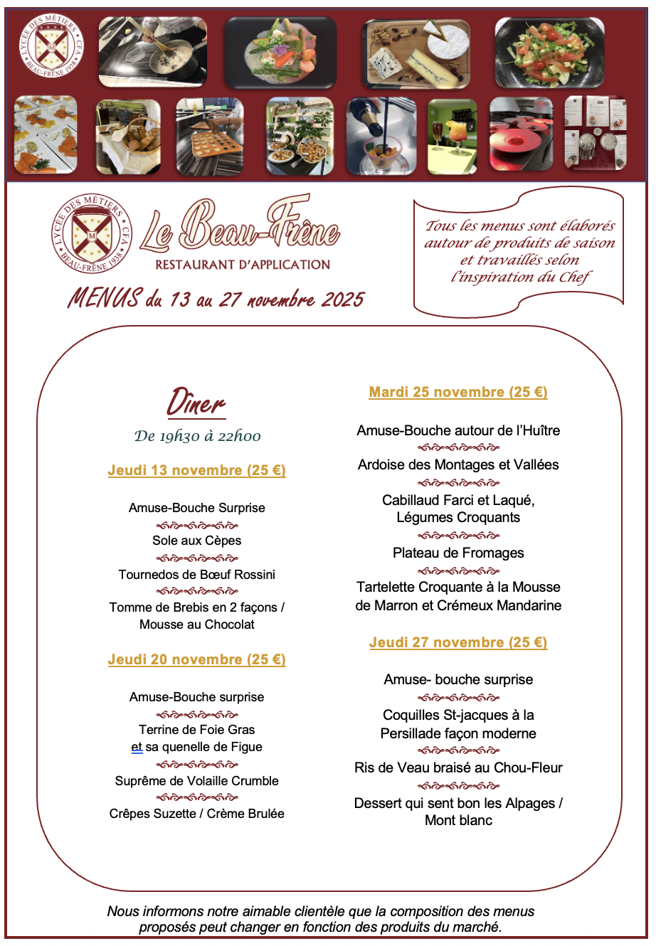 LBF Diner 13 au 27 Novembre 2025