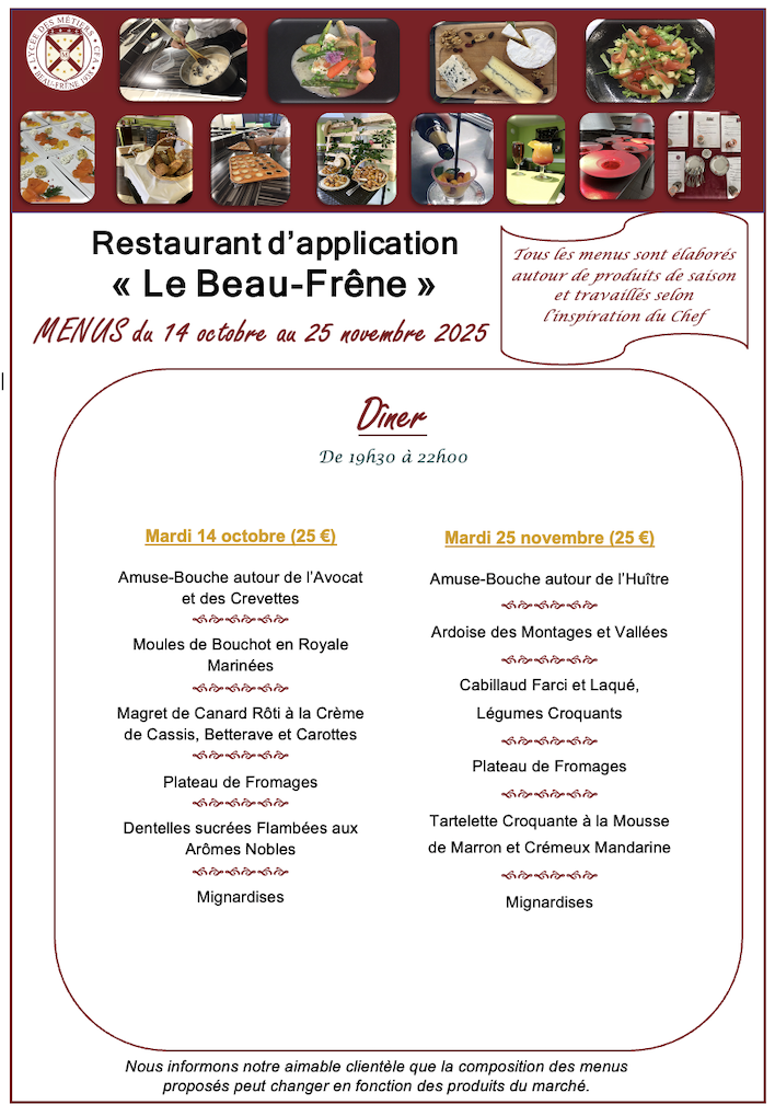 LBF MENUS soir 14 10 et 25 11 2025