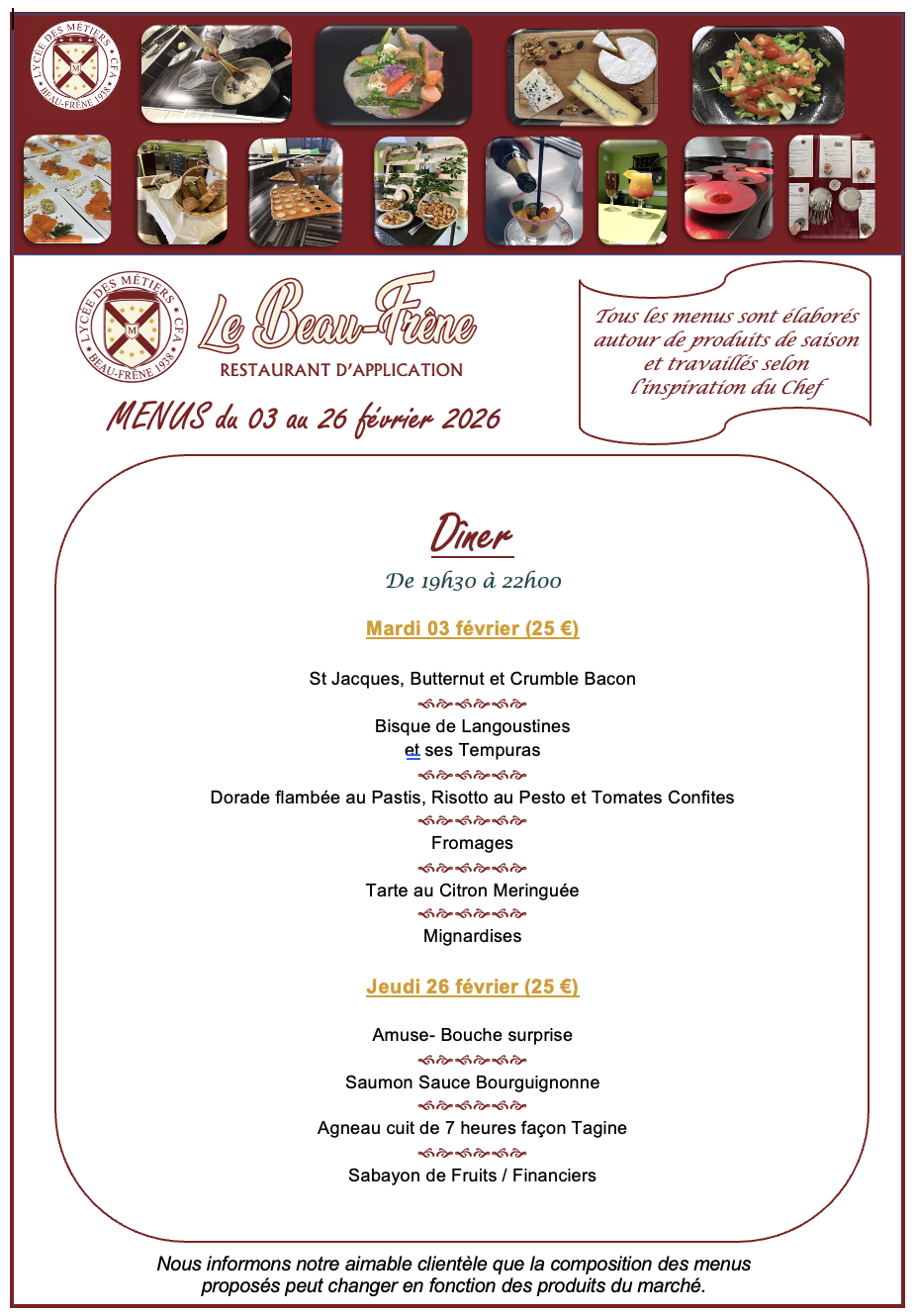 LBF Menus 3 et 26 fevrier soir 2026