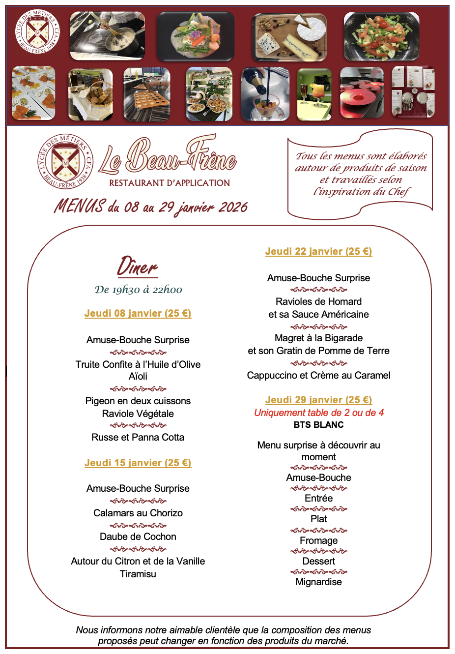 LBF Menus 8 et 29 janvier soir 2026