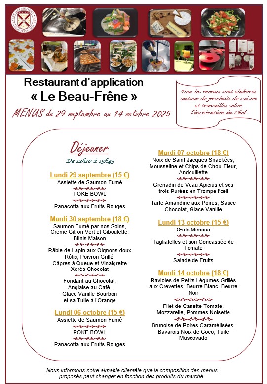 Menu du 29 09 au 14 10