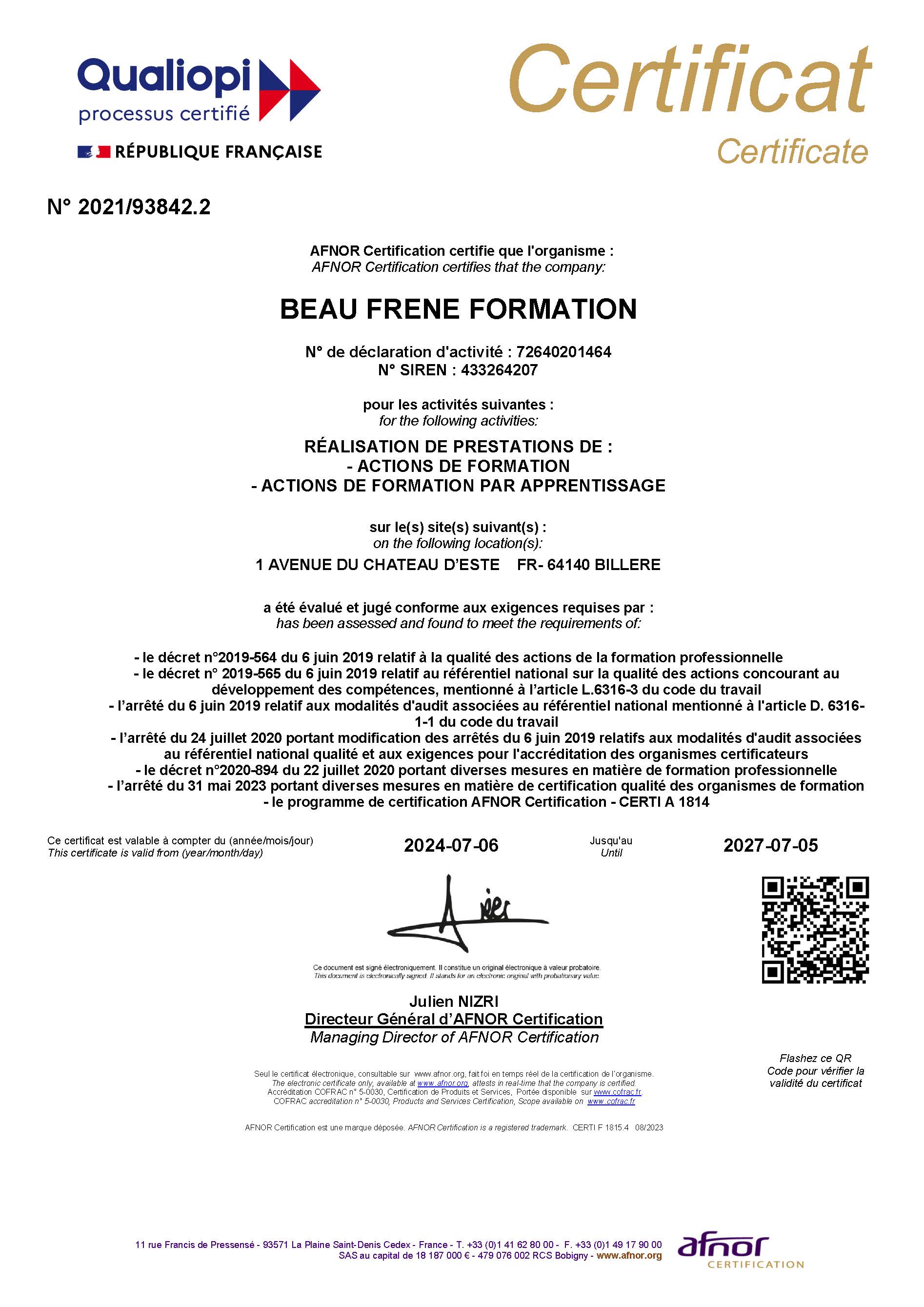 certificat-beau-frene-formation 2024-27